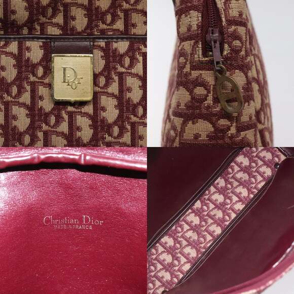 DIOR Trotter Canvas Hand Bag Red Gold - Picture 11 of 12